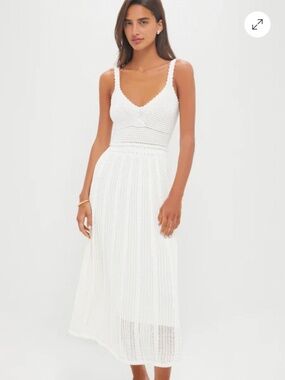 Moon River Ivory Knit Midi Dress XS White Crochet